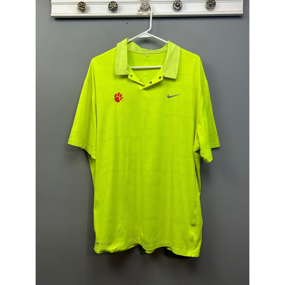 Clemson Tigers Tiger Woods Collection Nike Polo Shirt Men XXL Neon 639823-702